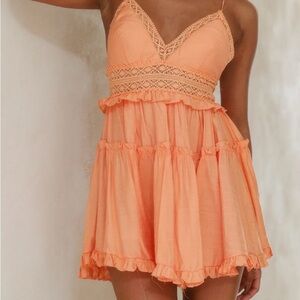 Orange Lace Trim Dress